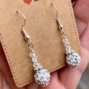 ❤️5 for $15 Handmade Sparkly Snowball Silver Beaded Earrings